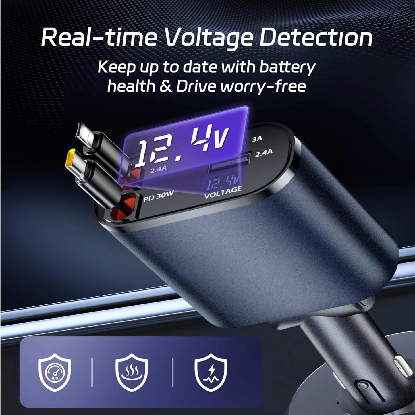 120W Turbo Car Charger with USB Cable